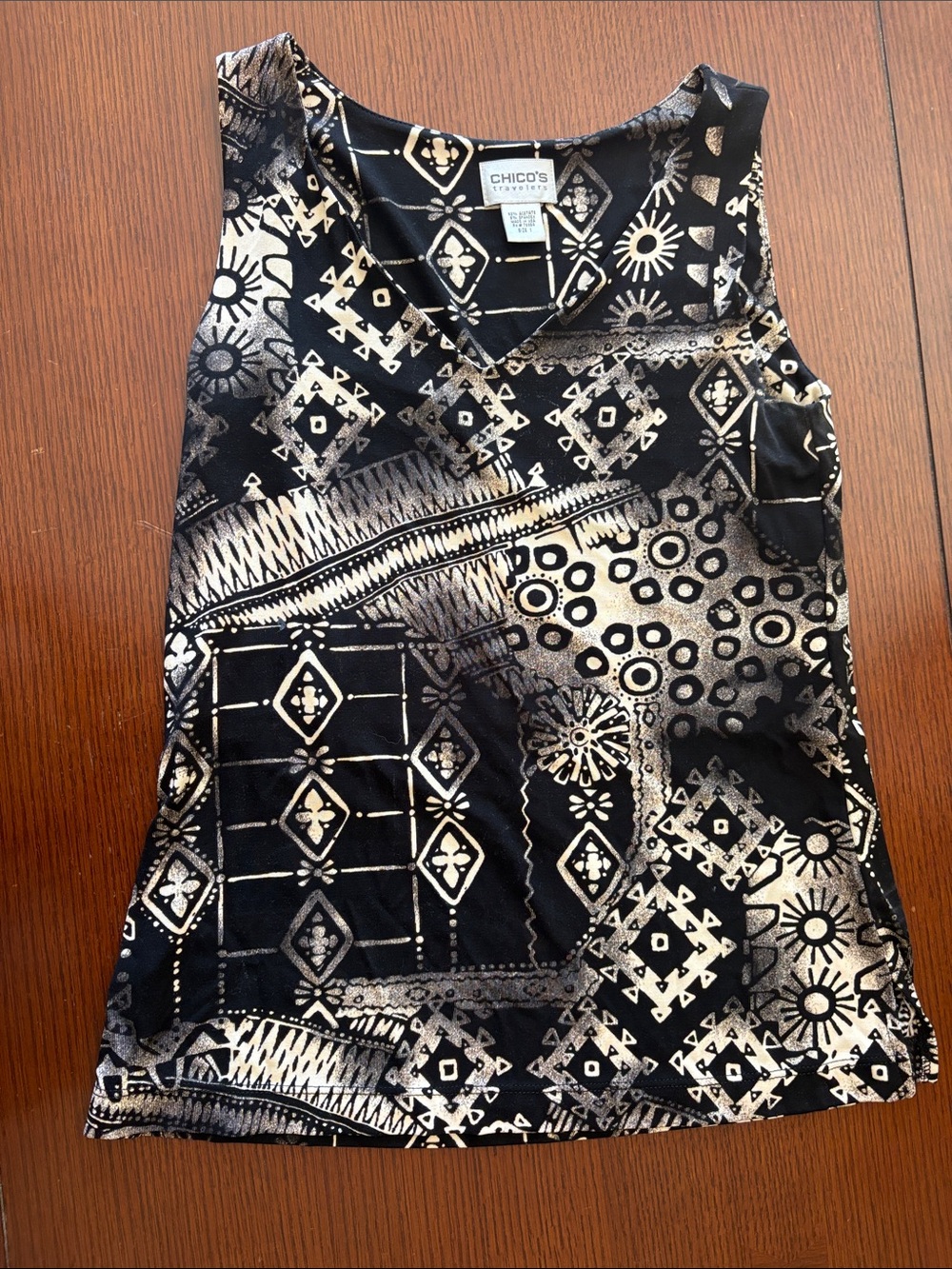 Chico's Black & Cream Printed Women's Shirt